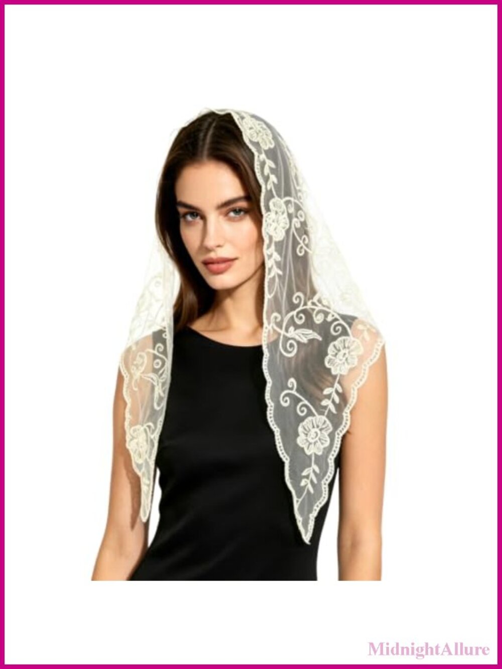 Lace Veil Scarf Tulle Polyester Triangular Head Covering One Size